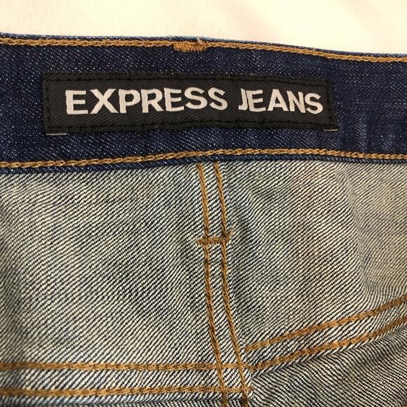 Men's Express Blake Denim Jeans Loose Fit Straight Dark Wash - Picture 4 of 16